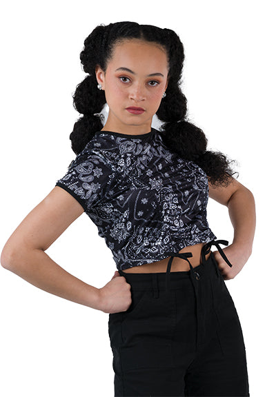 L3247 - Drawstring Crop Top
