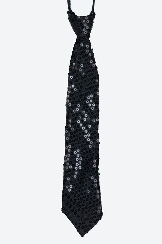 L5516-SEQUIN ZIPPER NECKTIE